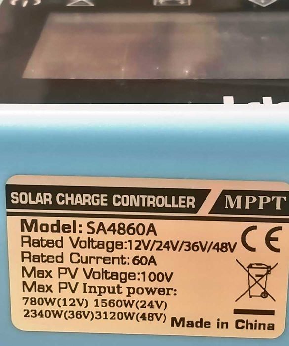 МРРТ 60A контролер заряду АКБ від сонячних панелей 12-24-36-48в PV100V