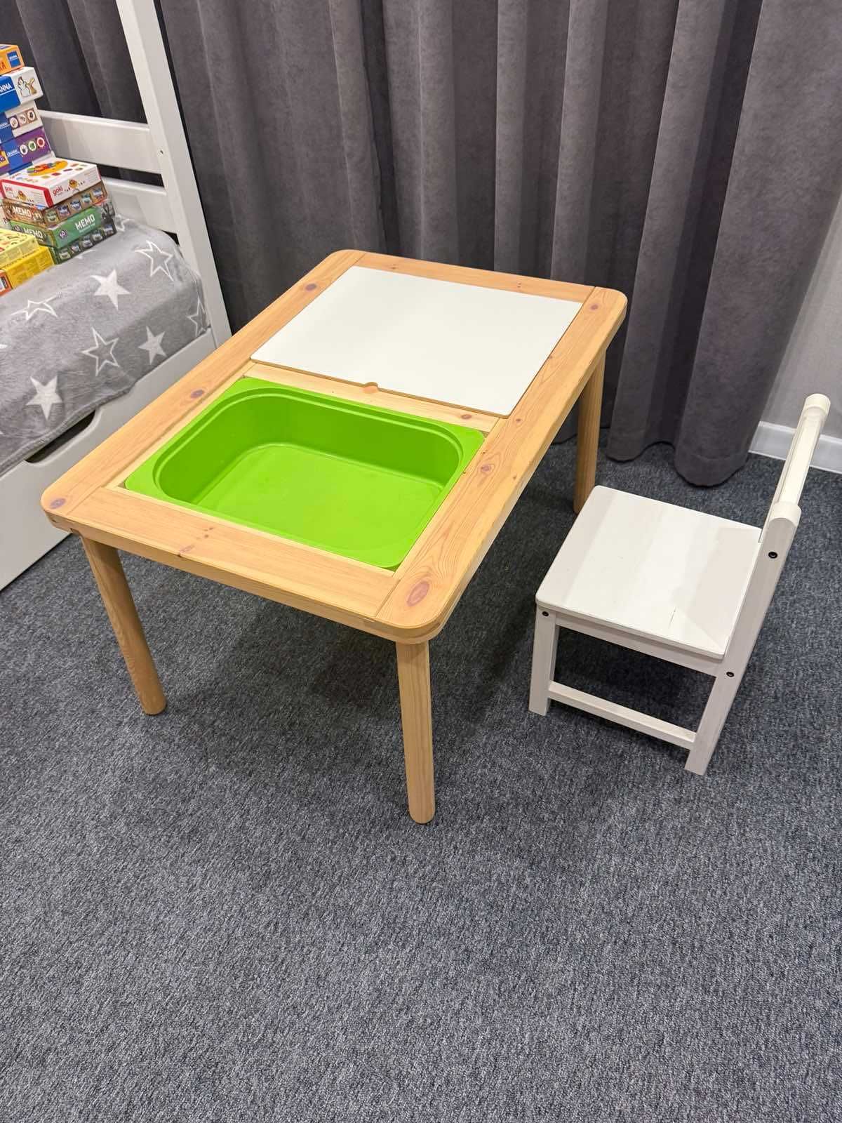 Дитячий столик/ стіл IKEA FLISAT з ящиками + стілець IKEA SUNDVIK