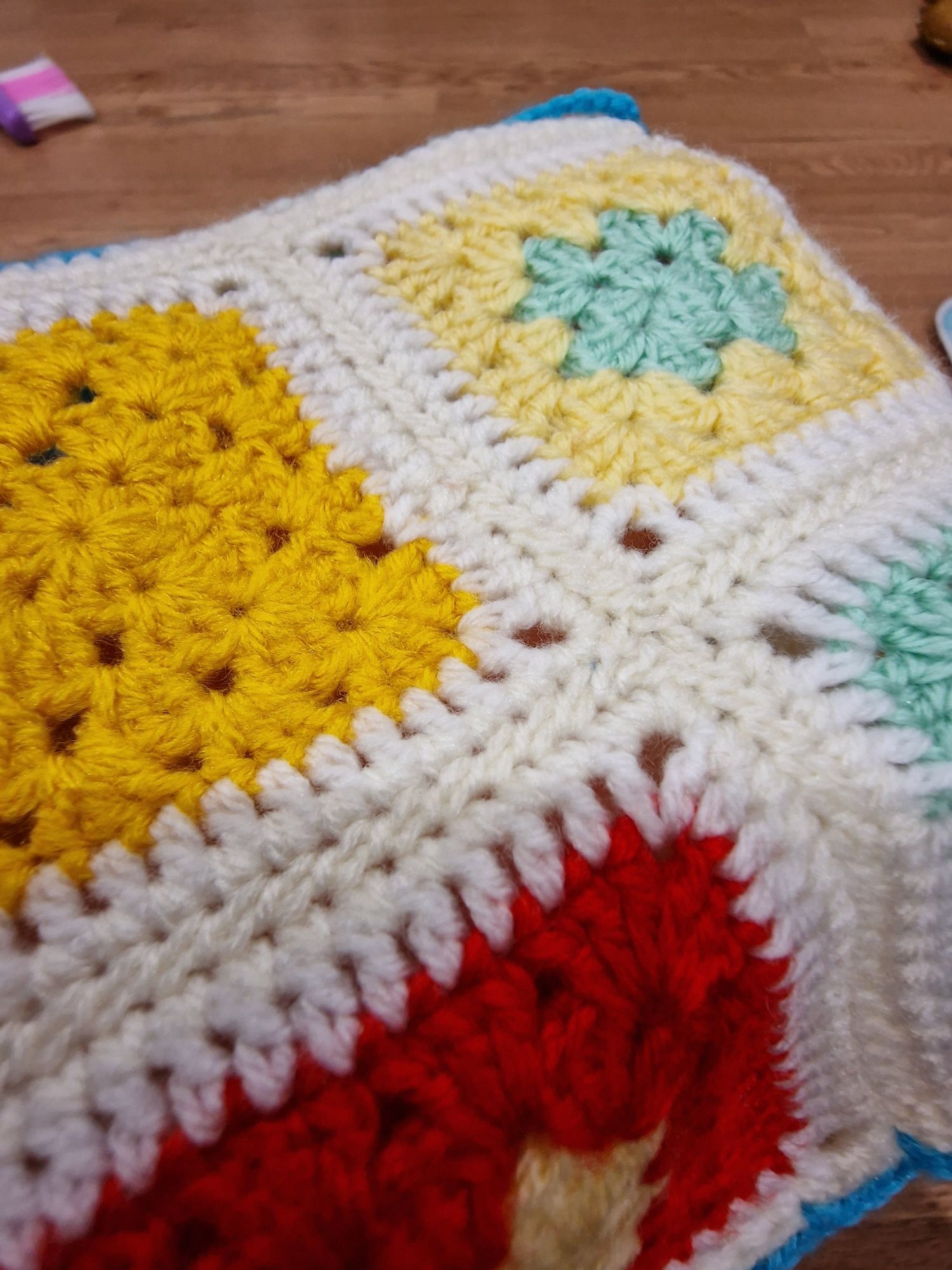 Ponczo 68 74 wool wełna handmade patchwork