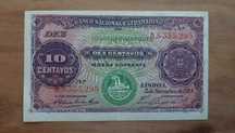 Nota Moçambique 10 Centavos Português 1914 - com 111 anos!