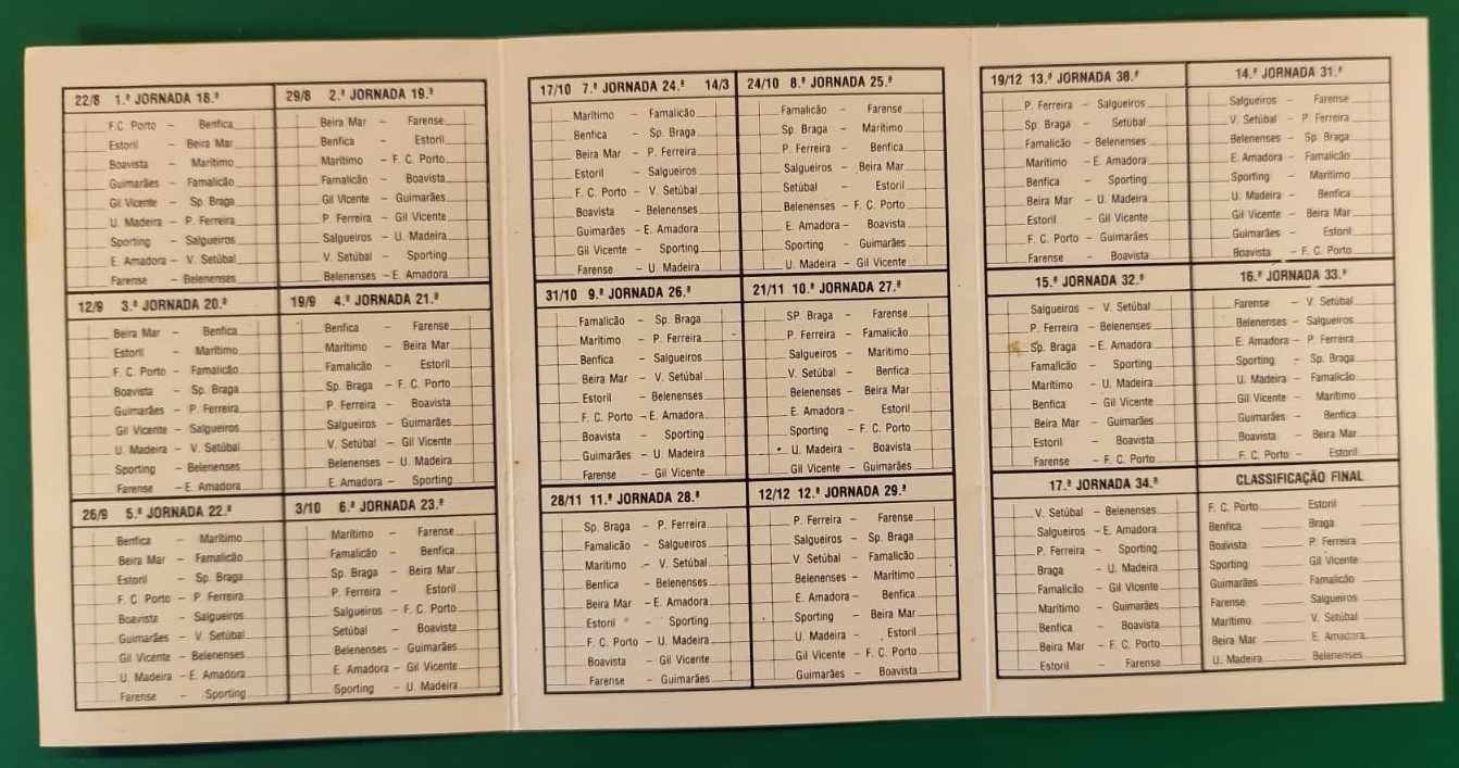 Calendário do campeonato nacional
