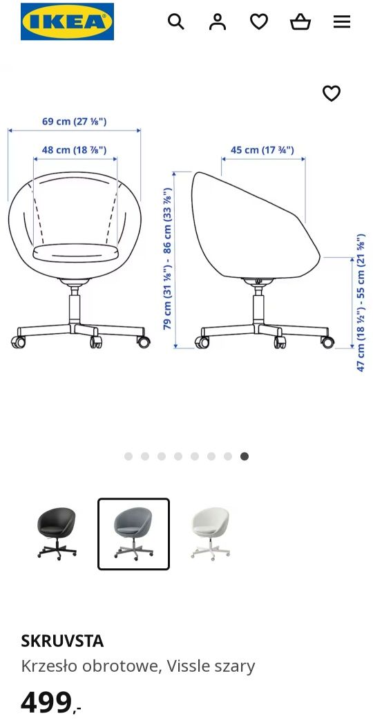 Fotel obrotowy krzesło Ikea skruvsta