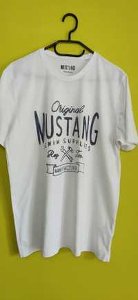 Koszulka t-shirt firmy Mustang biała z napisami bawełna męski