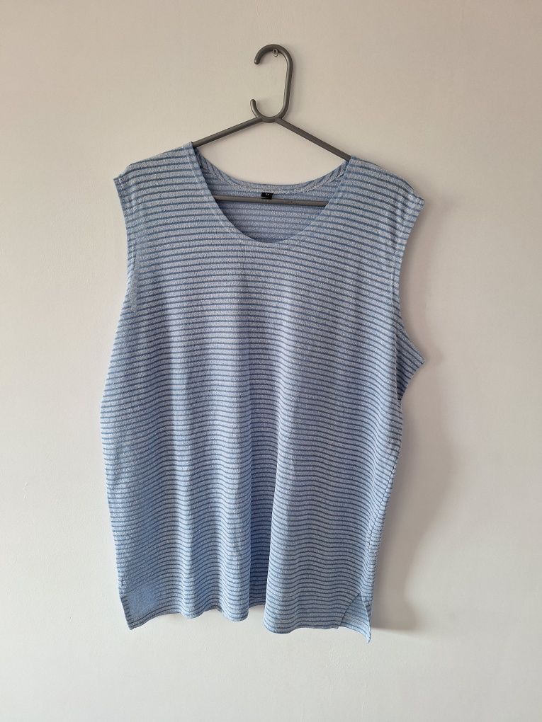 Niebieski podkoszulek w paski męski rozmiar 4XL