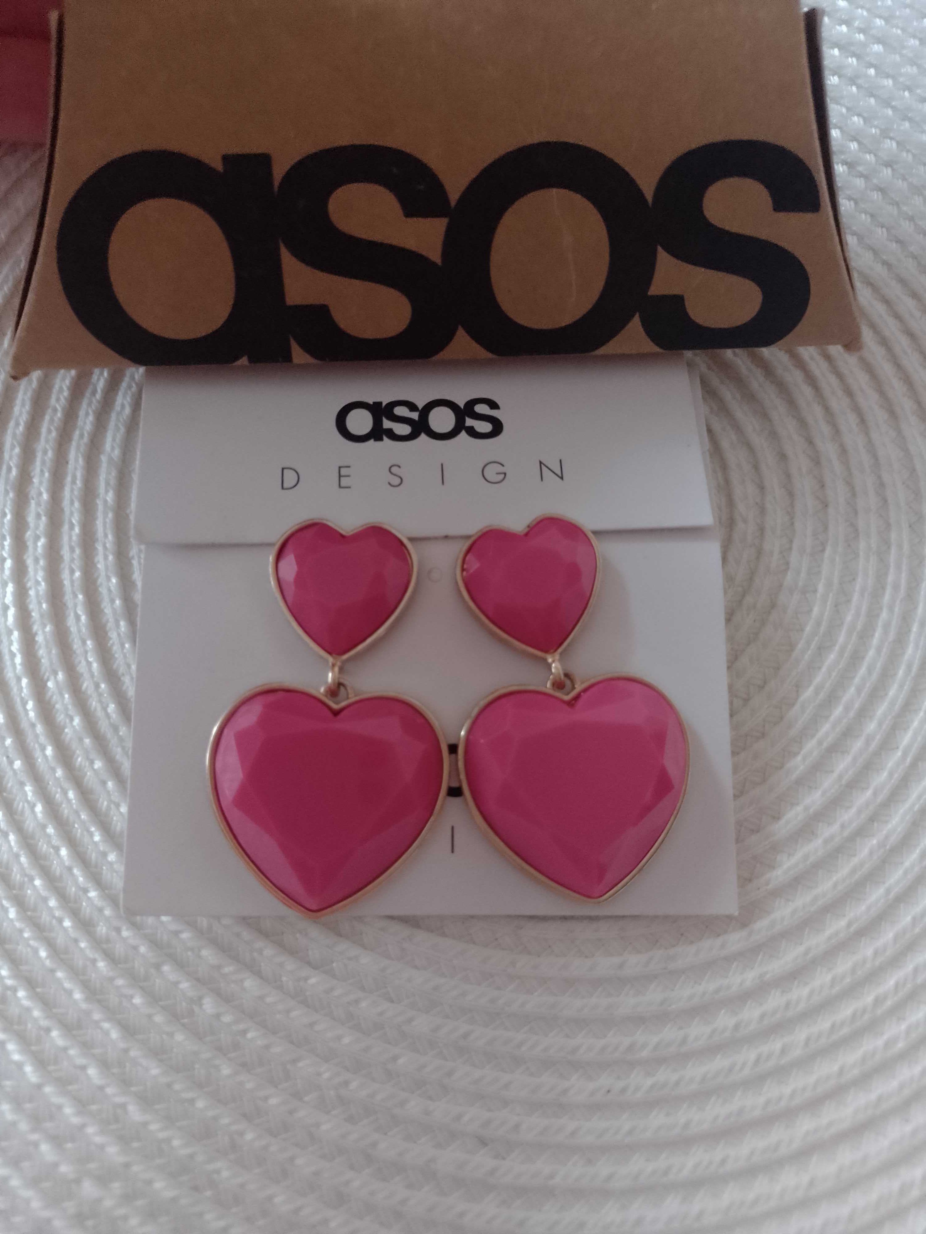 ASOS/Duże, różowe kolczyki z Londynu, serca, NOWE