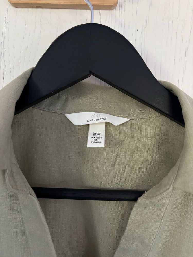 Khaki koszula len h&m w bardzo dobrym stanie idealna na lato len