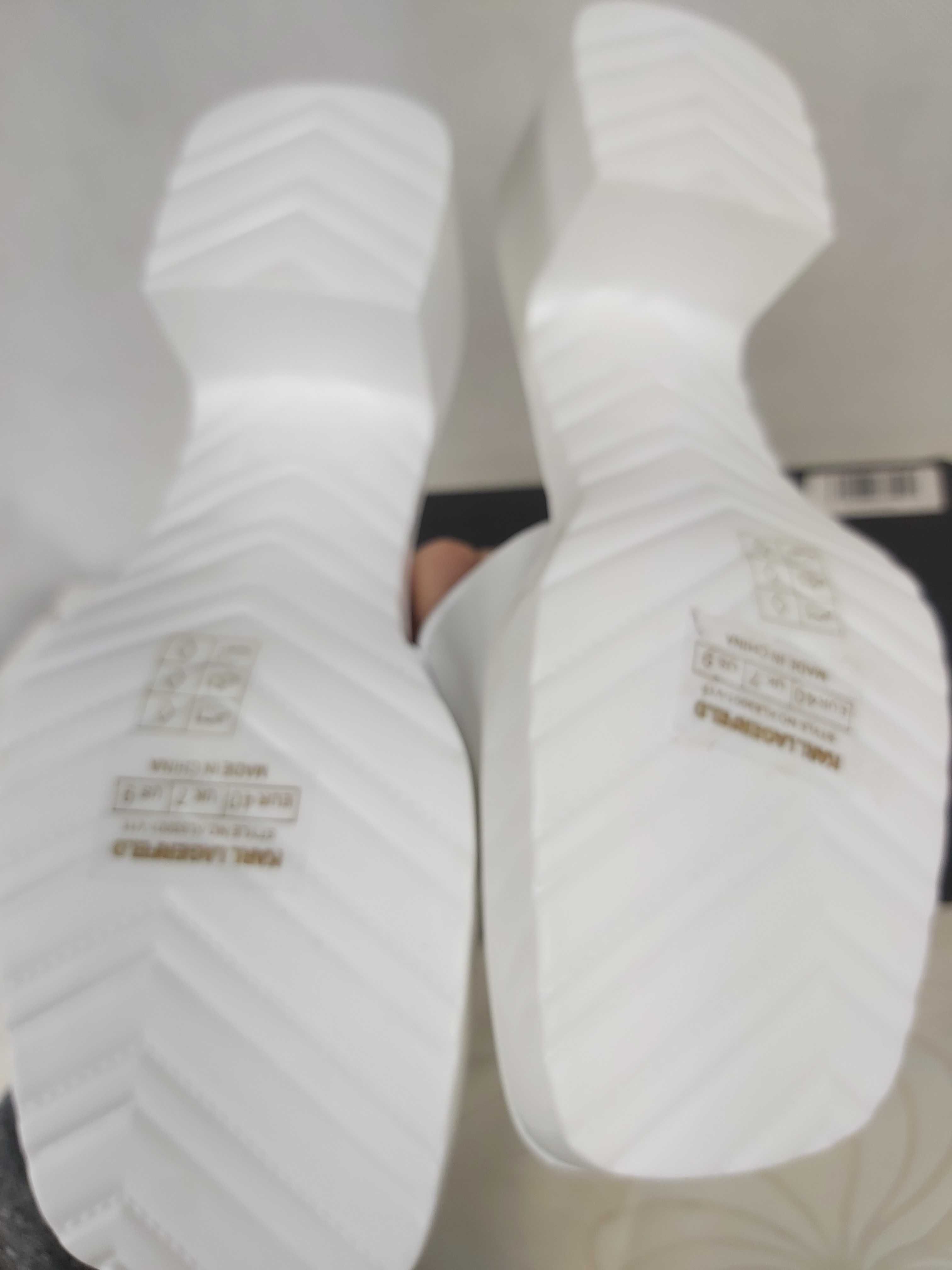 Nowe klapki KARL LAGERFELD biale jelly block 40