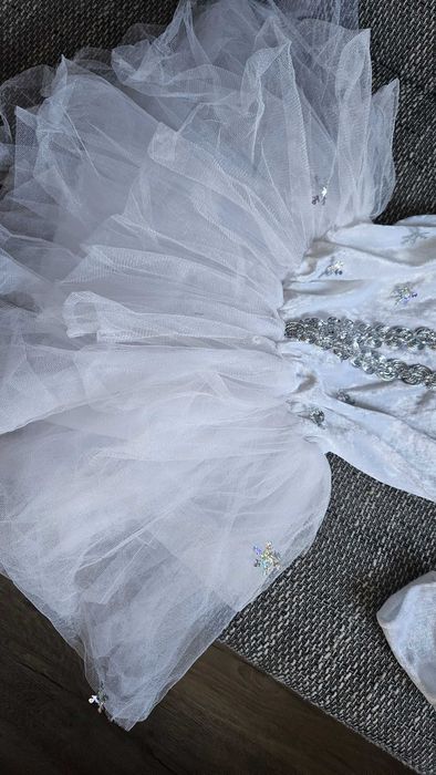 Strój śnieżynki,  kostum zimy, winter, sukienka biała 122