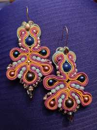 Unikatowe kolczyki sutasz handmade Soutache vintage