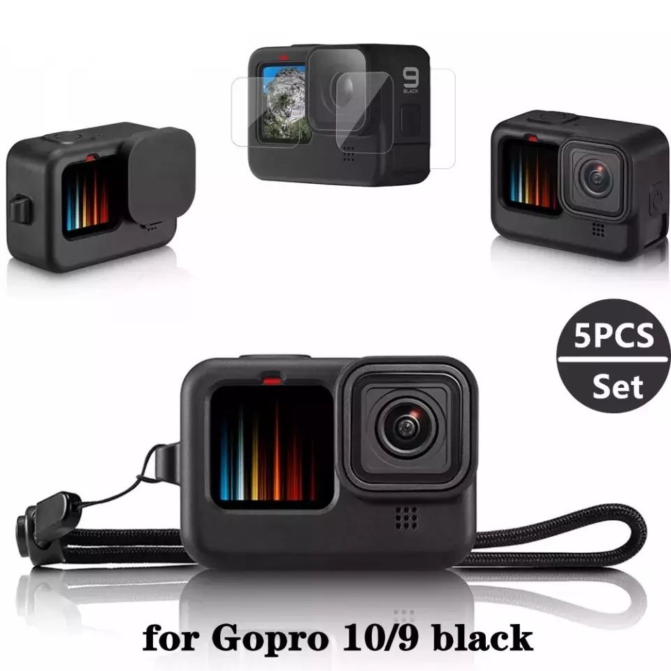 Силіконовий чохол для GoPro 10 9/захисне скло/бокова кришка