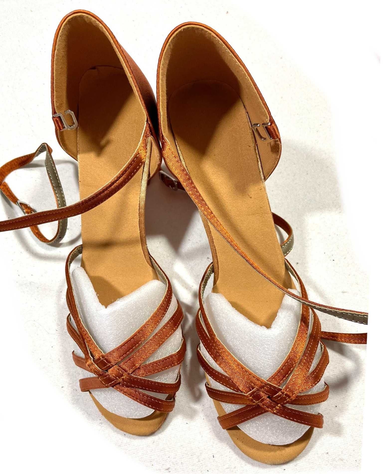 nowe Latino buty do tańca 37 karmel 7 cm plecione