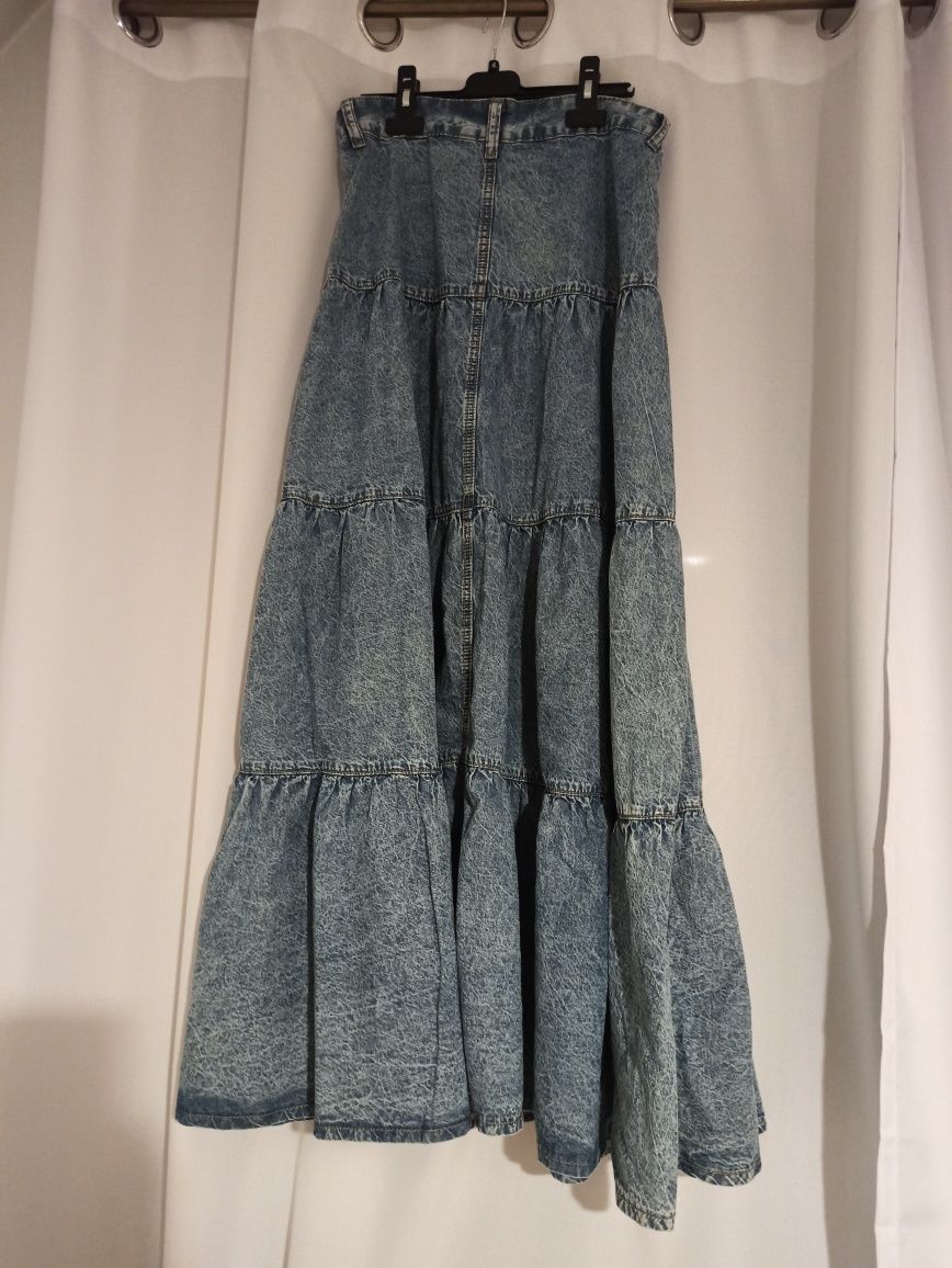 Długa jeansowa spódnica | maxi , denimowa, do kostek