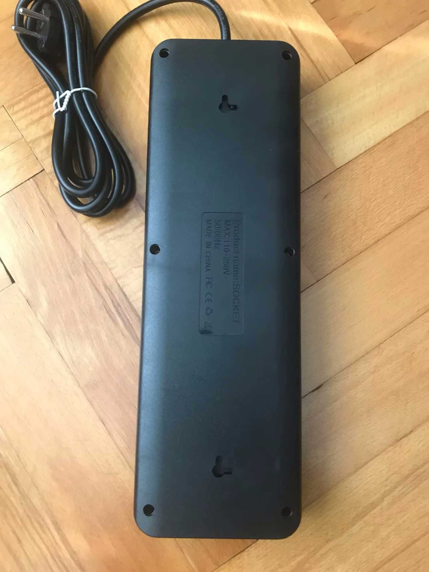 Подовжувач, удлинитель на 10 розеток + Tape-C та USB зарядка