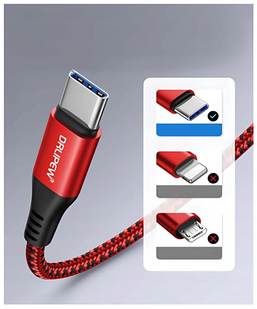 3x Kabel USB do USB-C Zestaw Trzech Sztuk 2m
