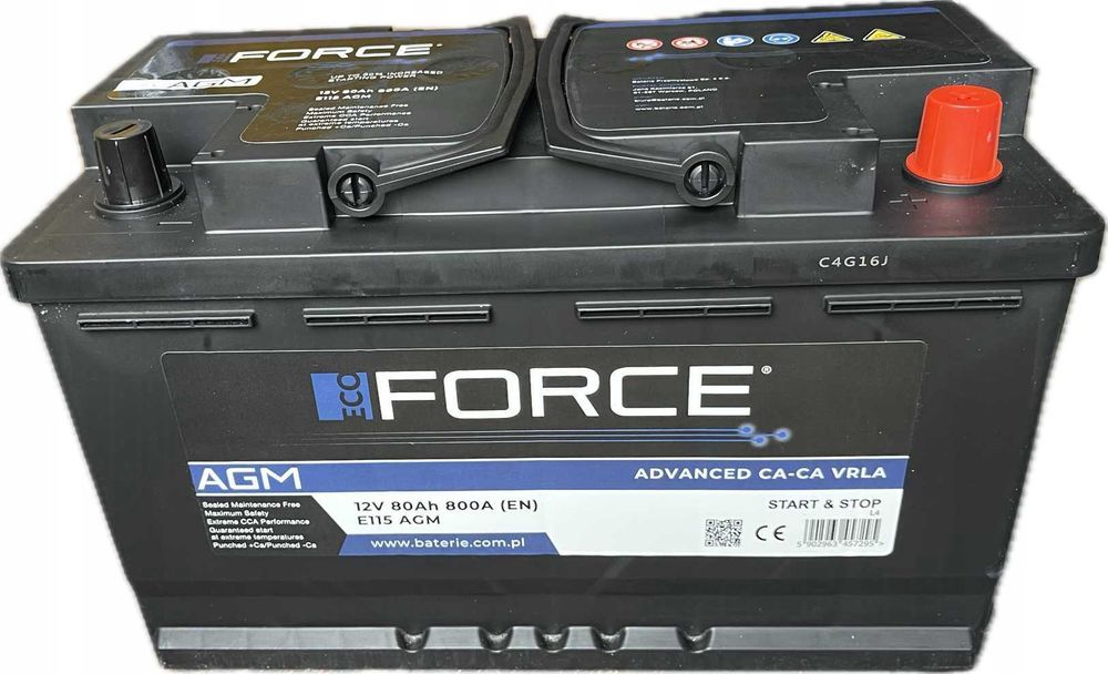 Akumulator ECO-FORCE 80Ah/800A AGM
START-STOP L4 P+,