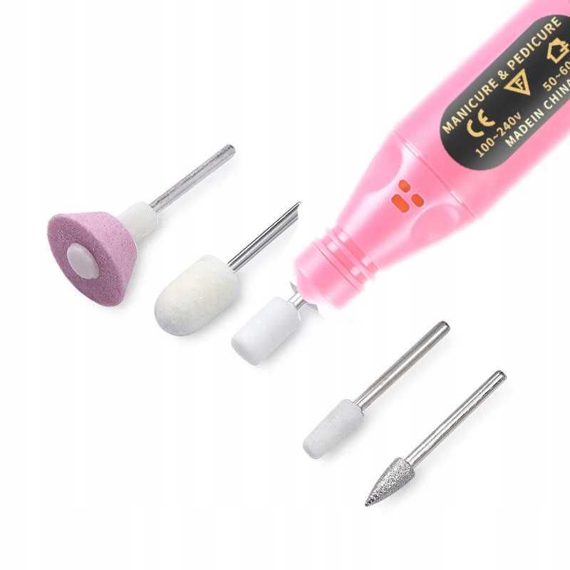 FREZARKA DO PAZNOKCI do manicure pedicure + zestaw frezów frezy kabel