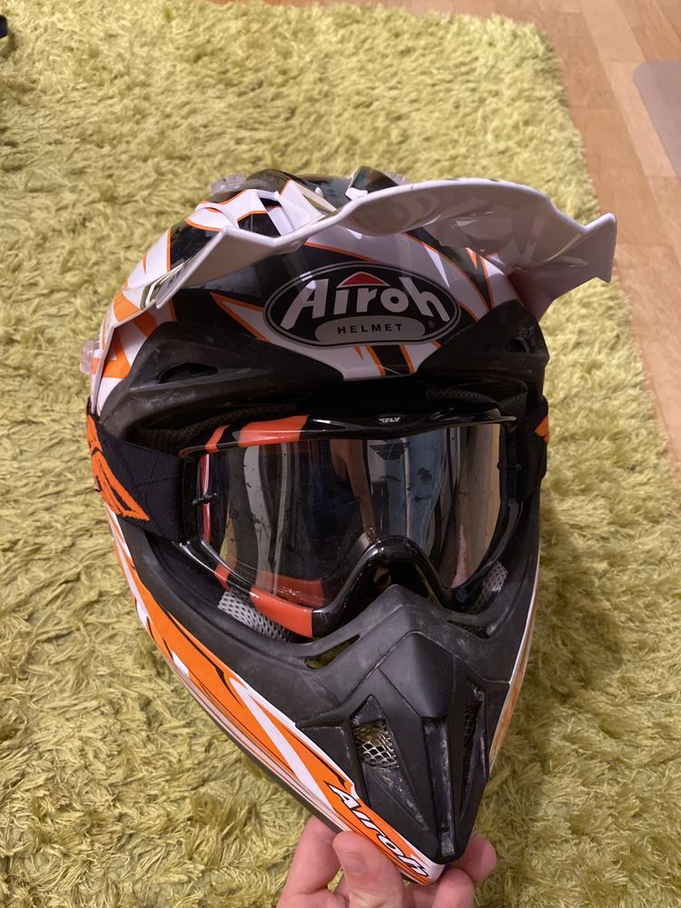 Kask Airoh XS z goglami Fly Racing do enduro/motocrossa