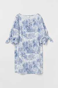 Платье H&M женское белье синее голубое мини из льна