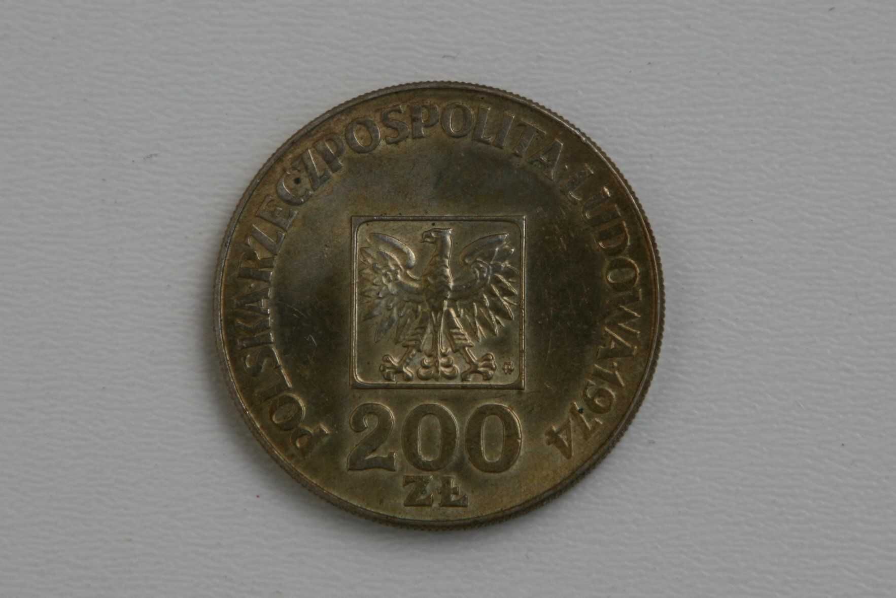 Srebrne 200 zł XXX LAT PRL 1974 r. stan 2+