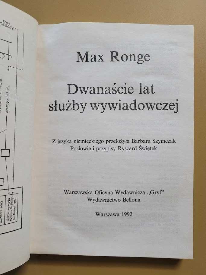 Dwanaście lat służby wywiadowczej Max Ronge