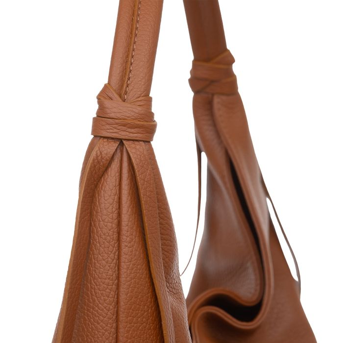 VERA PELLE torebka damska skórzana worek na ramię V665 j.niebieska