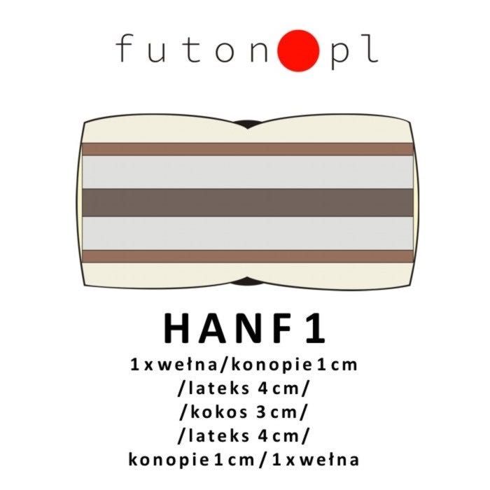 Futon materac japoński HANF 1 supertwardy, z wełną i konopiami 180x200