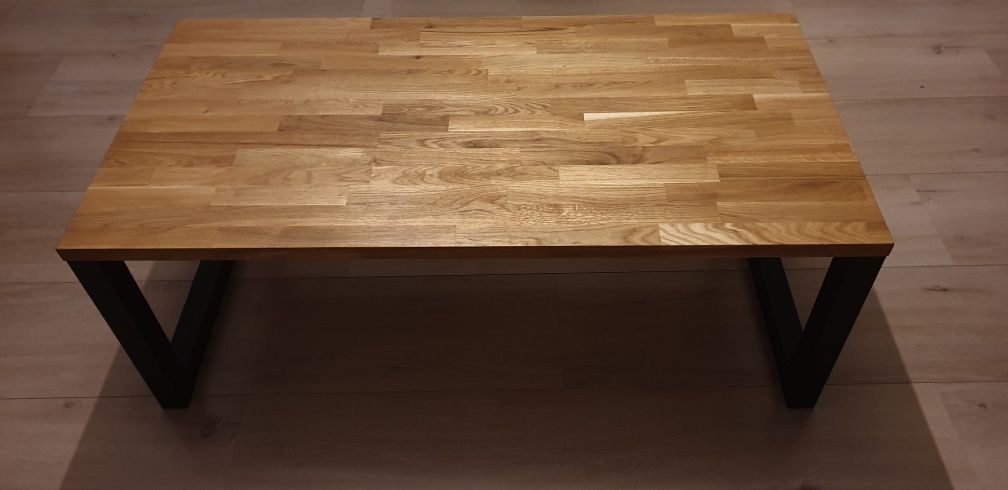 Stolik kawowy 60x120 loft dębowy stal + (dąb industrialny)