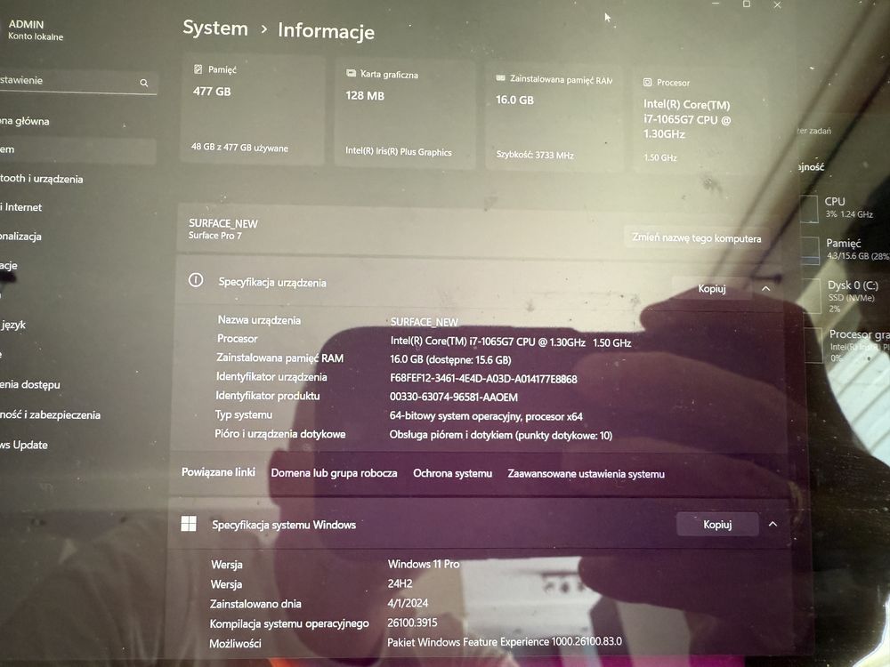 Microsoft Surface PRO 7 i7/16GB/512 SSD stacja dokujaca