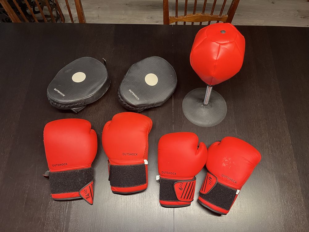 Kit Boxe OUTSHOCK – Luvas Adulto e Criança + Manoplas + Pera - Novo!