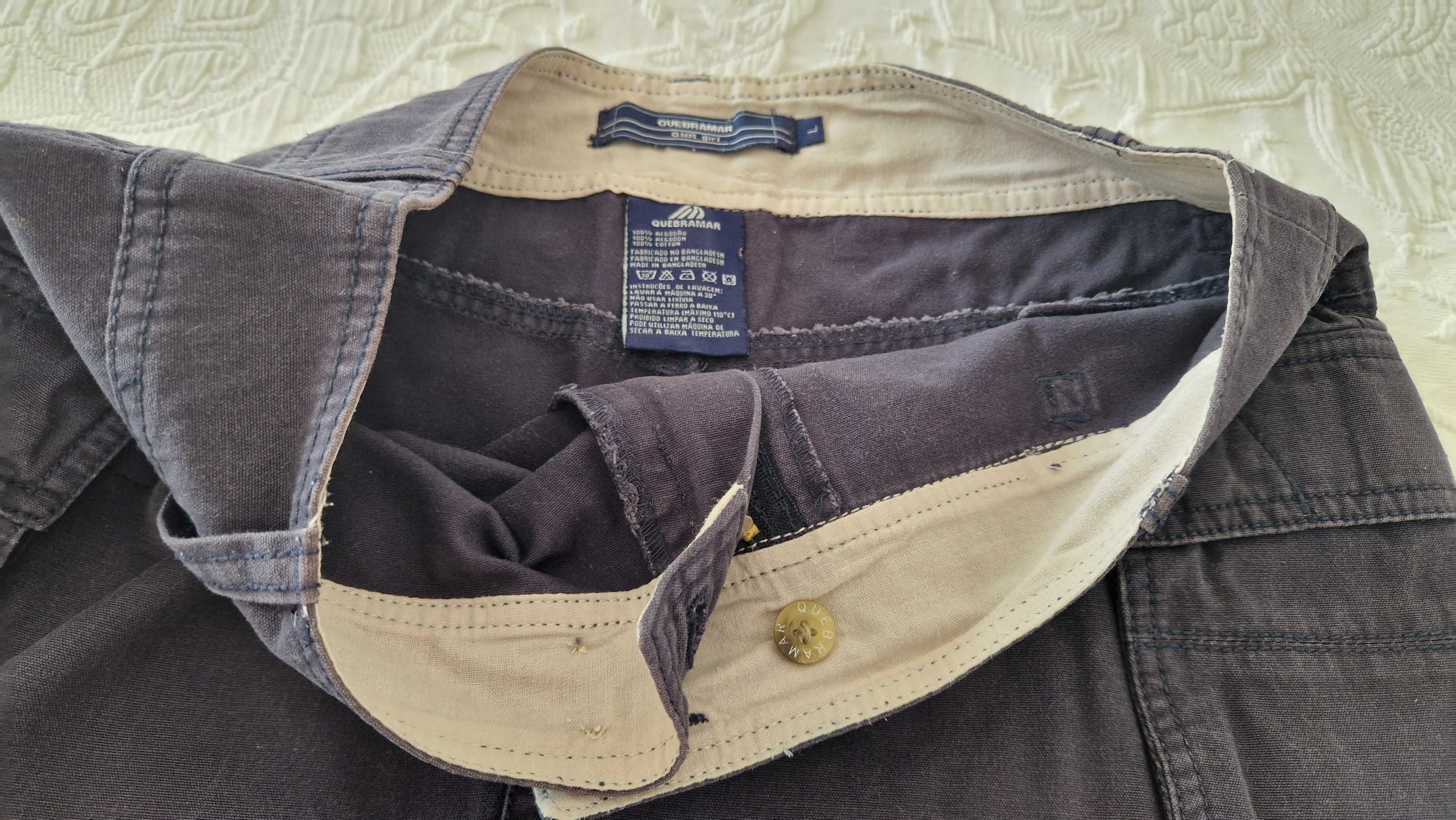 Saia de ganga azul, Quebra-Mar, tamanho L, bolsos laterais