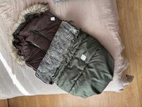 Śpiworek do wózka Beztroska z odpinanym futerkiem, khaki, 100 cm