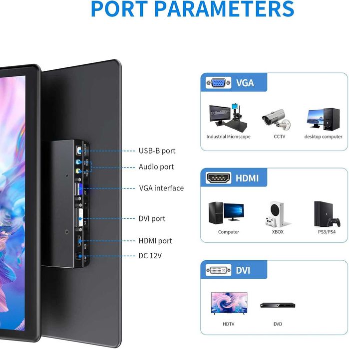 Przenośny przemysłowy monitor dotykowy 15,6 cala