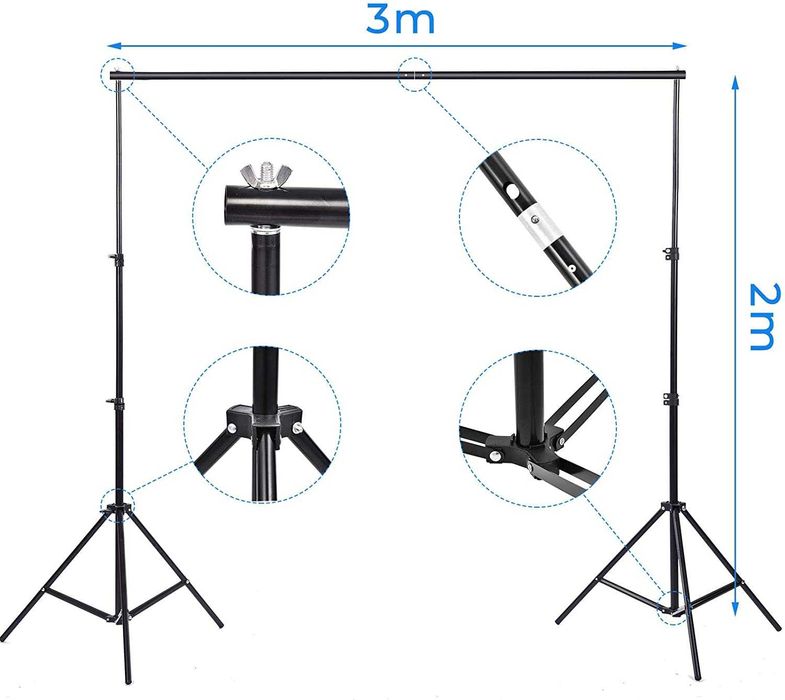 Kit iluminação estúdio foto e vídeo fundos luzes estrutura e softboxes