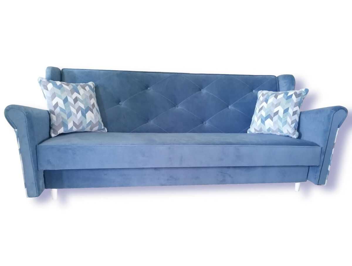 Wersalka Kanapa rozkładana Sofa komplet mebli Fotel Uszak Pufa otwiera