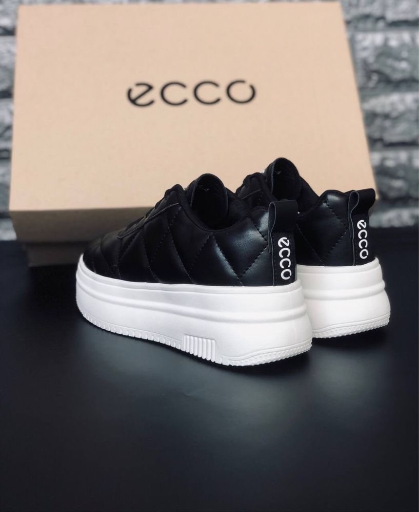 Кроссовки ecco кожаные кросовки екко черно белые на платформе 6 см