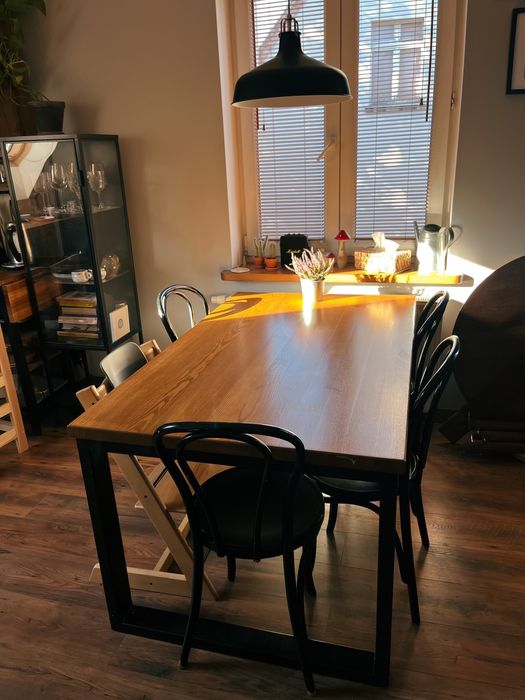 Stół drewniany loft 150x90 aluminium metal craft