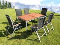 stół ogrodowy + 6 wygodne fotele ogrodowe Texas (z aluminium i drewna)