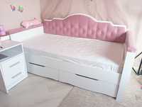Ліжко підліткове 160x80 рожеве м'яка спинка