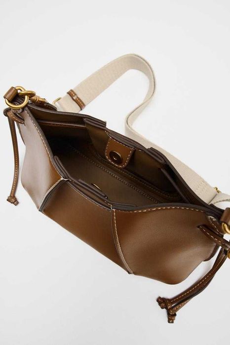 Torebka ZARA brązowa mała 6527/510 MINI TOREBKA Z MARSZCZENIAMI magnes