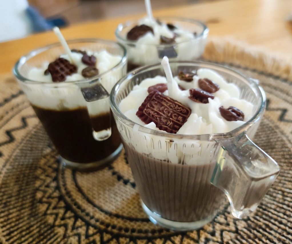 Zestaw 3 świeczek espresso sojowe