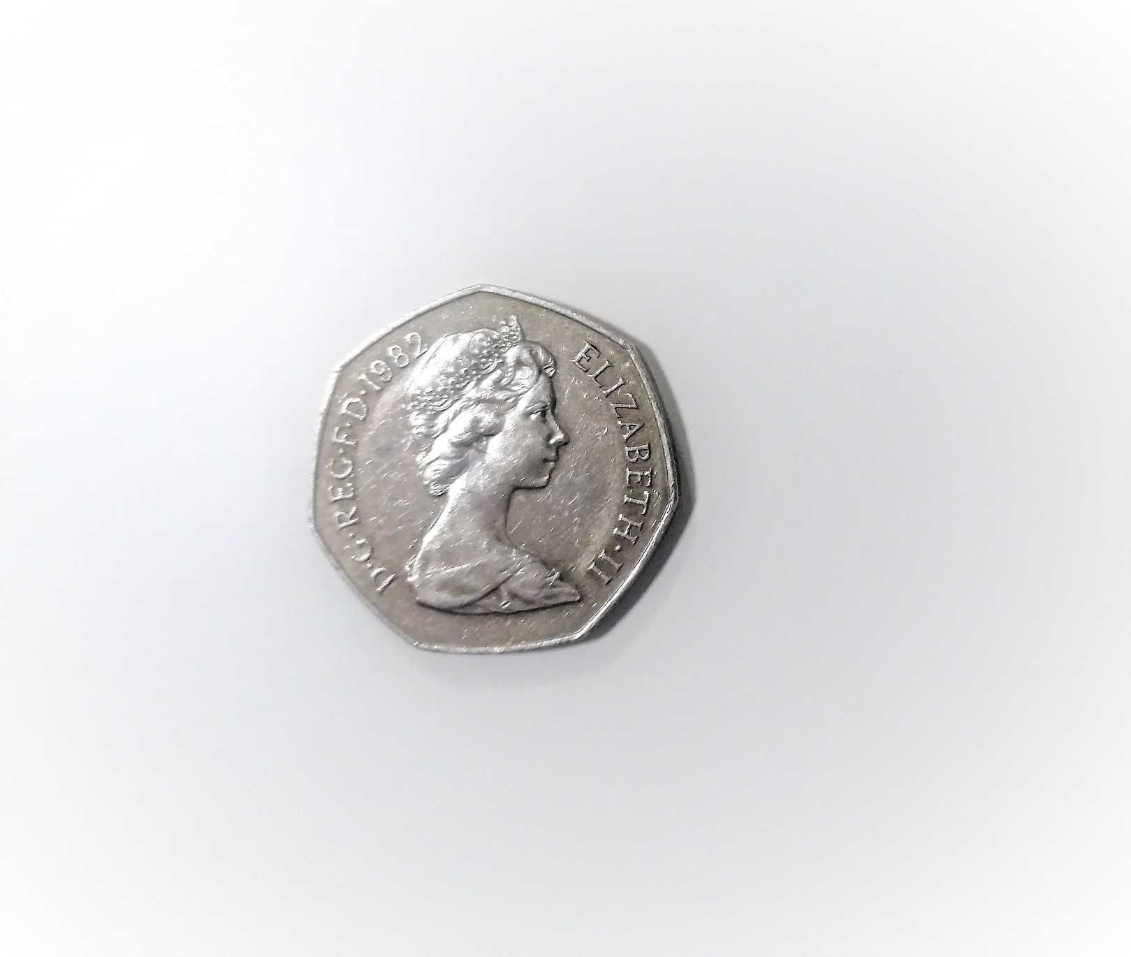 Moeda 50 pence 1982 Elizabth, fifty pence