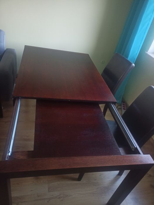 Stół dębowy brązowy wenga Tanio 4 krzesła gratis