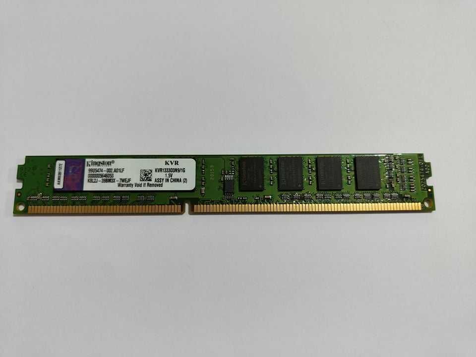 Memória RAM DDR3 Kingston KVR1333D3N9/1G (1GB - 1333 MHz) baixo perfil