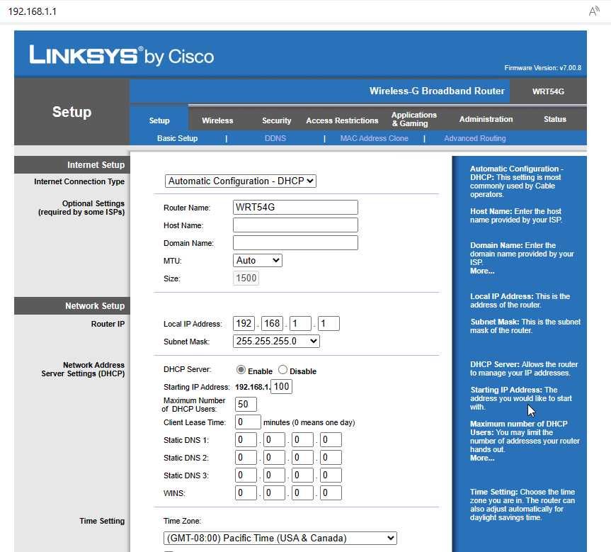 Router Linksys - Cisco / WRT54G v7 / sprawny / komplet / LAN