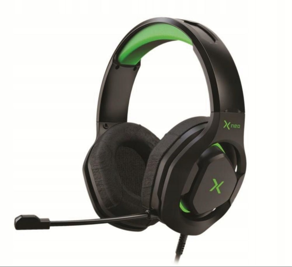 X-NEO gaming headphones, green, stan - dobry.