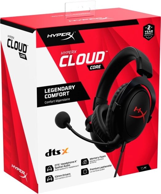 Наушники HyperX Cloud Core DTS Black (HX-HSCC-2-BK/WW / 4P4F2AA) Чорні