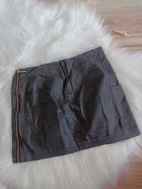 Spódniczka czarna H&M jeansowa z zamkiem 34 xs dżinsowa krótka