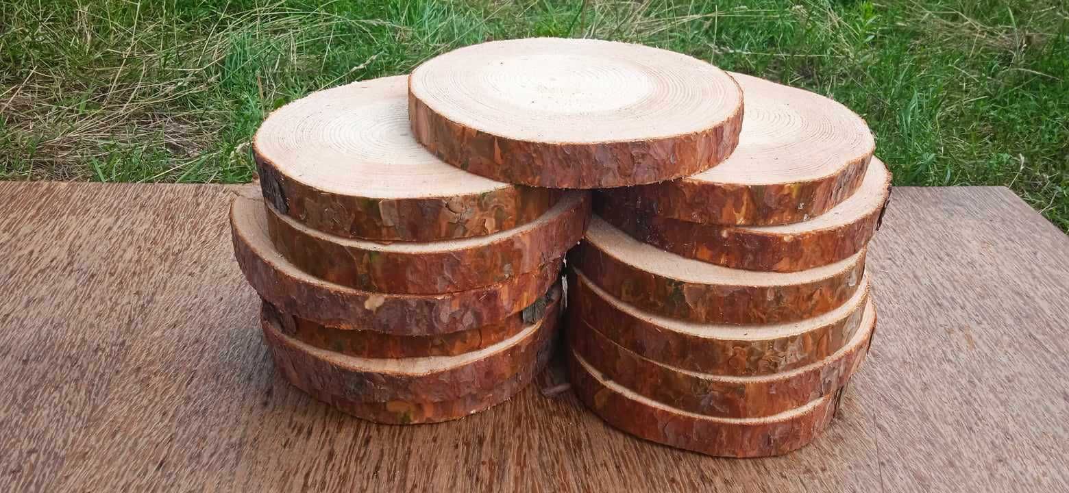 Drewniane plastry, zestaw 20 sztuk , średnica 20-25cm ,na stroiki