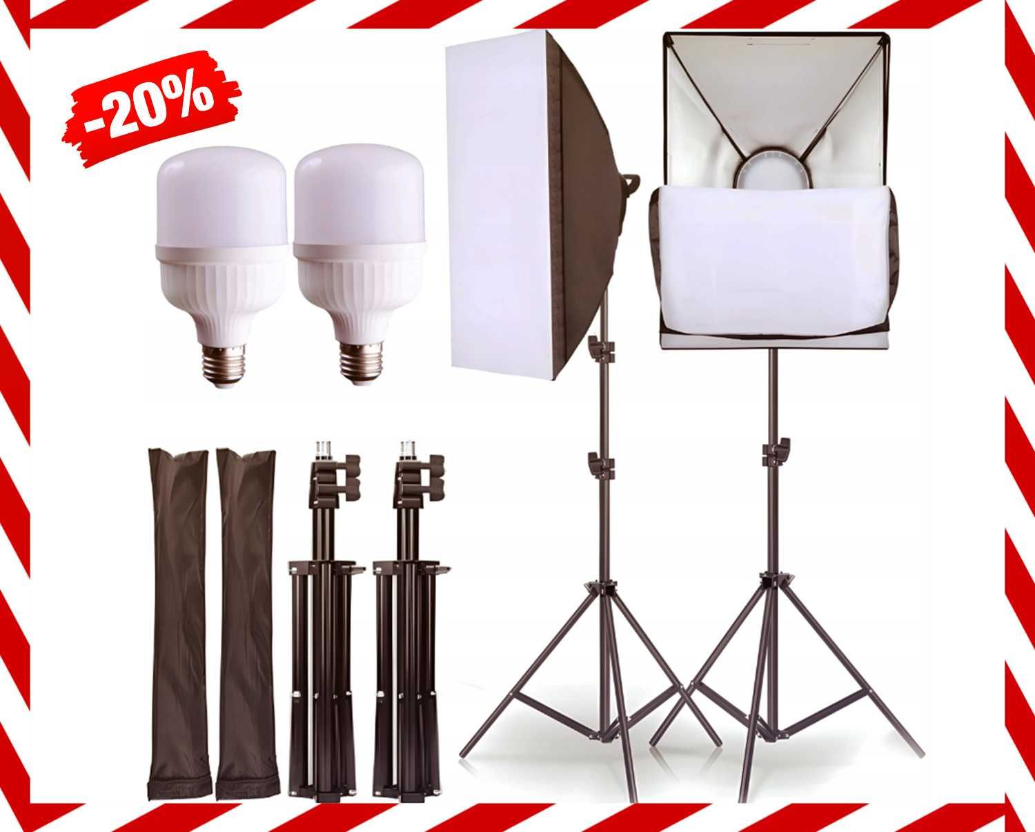 Profesjonalna Lampa x2 Lampy Fotograficzne Statyw Softboxy *PROMOCJA*