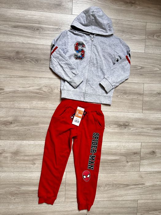 Nowe spodnie + bluza z kapturem rozpinana Spiderman 110